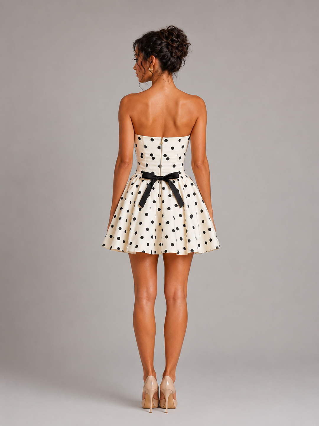 Priscille Charnay | Strapless Corset Polka Dot Homecoming Mini Dress