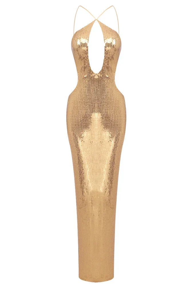 Colombe Riveau | Sequin Cutout Halter Homecoming Dress