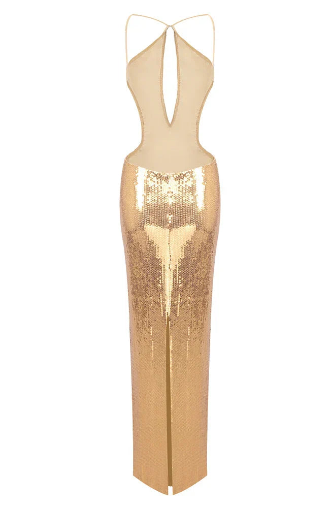 Colombe Riveau | Sequin Cutout Halter Homecoming Dress