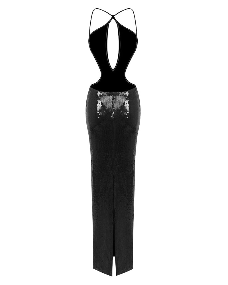 Colombe Riveau | Sequin Cutout Halter Homecoming Dress