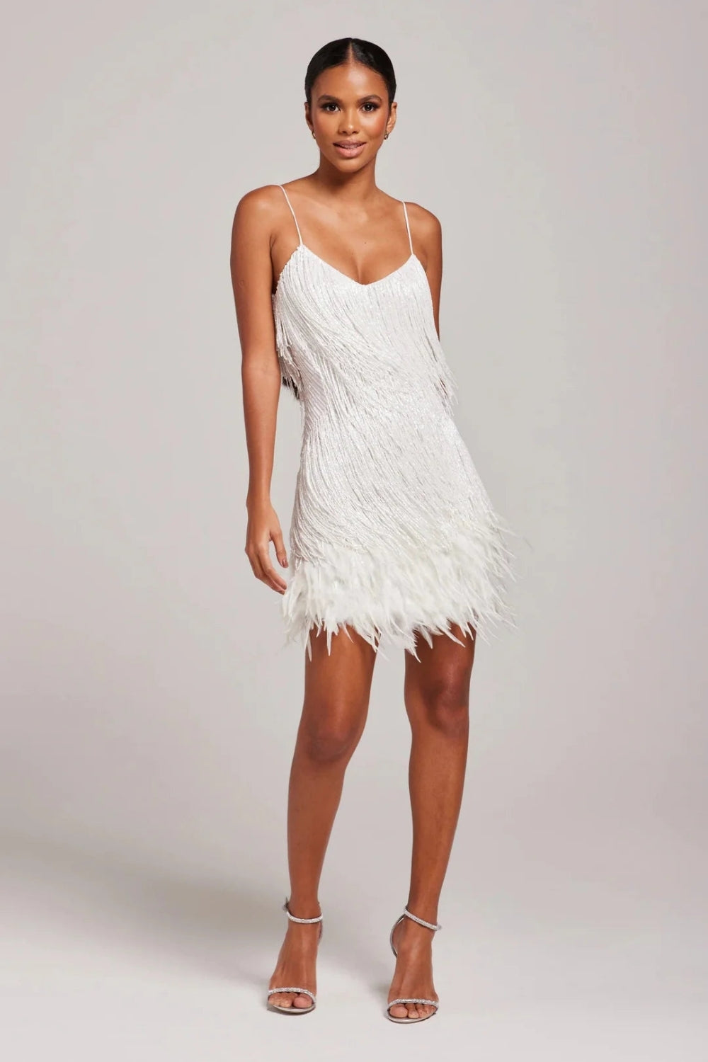 Garance Picard | Fringe Feather Mini Dress with Spaghetti Straps
