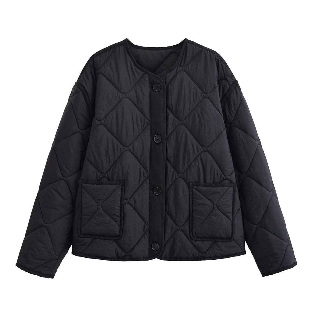 Oriane Pichon | Collarless Diamond Quilted Jacket