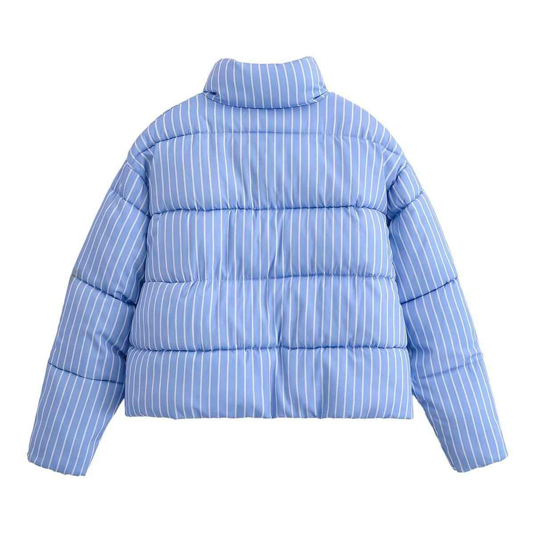 Charlène Camus | Pinstripe Cropped Puffer Jacket