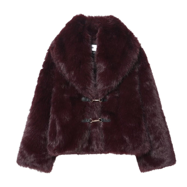 Katell Hébert | Cropped Faux Fur Toggle Front Jacket