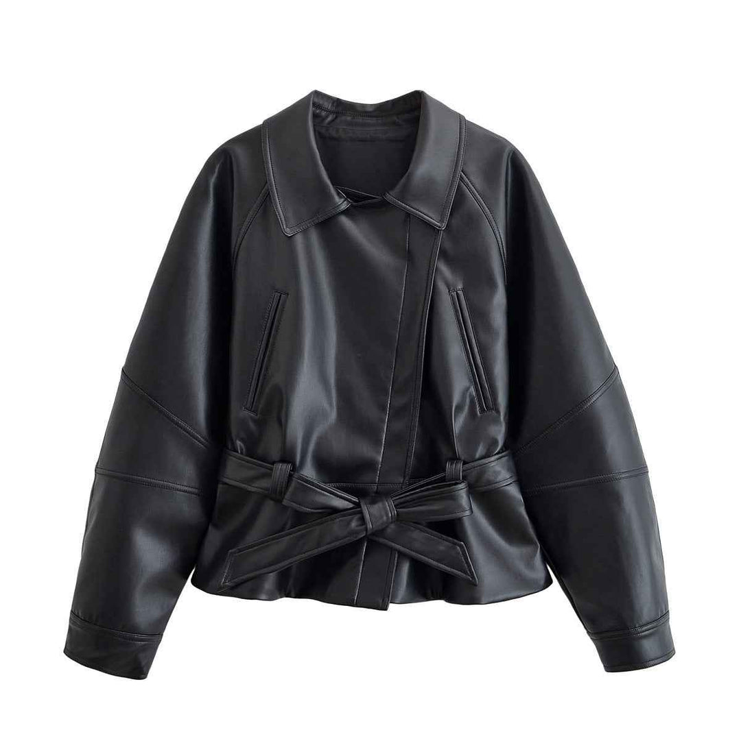 Avril Boulanger | Cropped Faux Leather Trench Coat