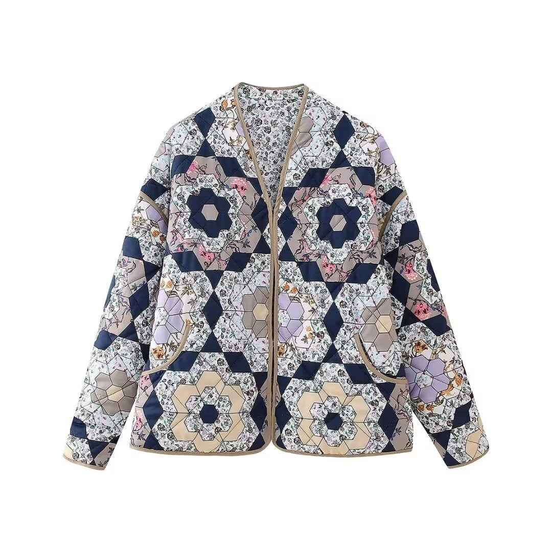 Danaé Chevallier | Navy Floral Quilted Patchwork Jacket