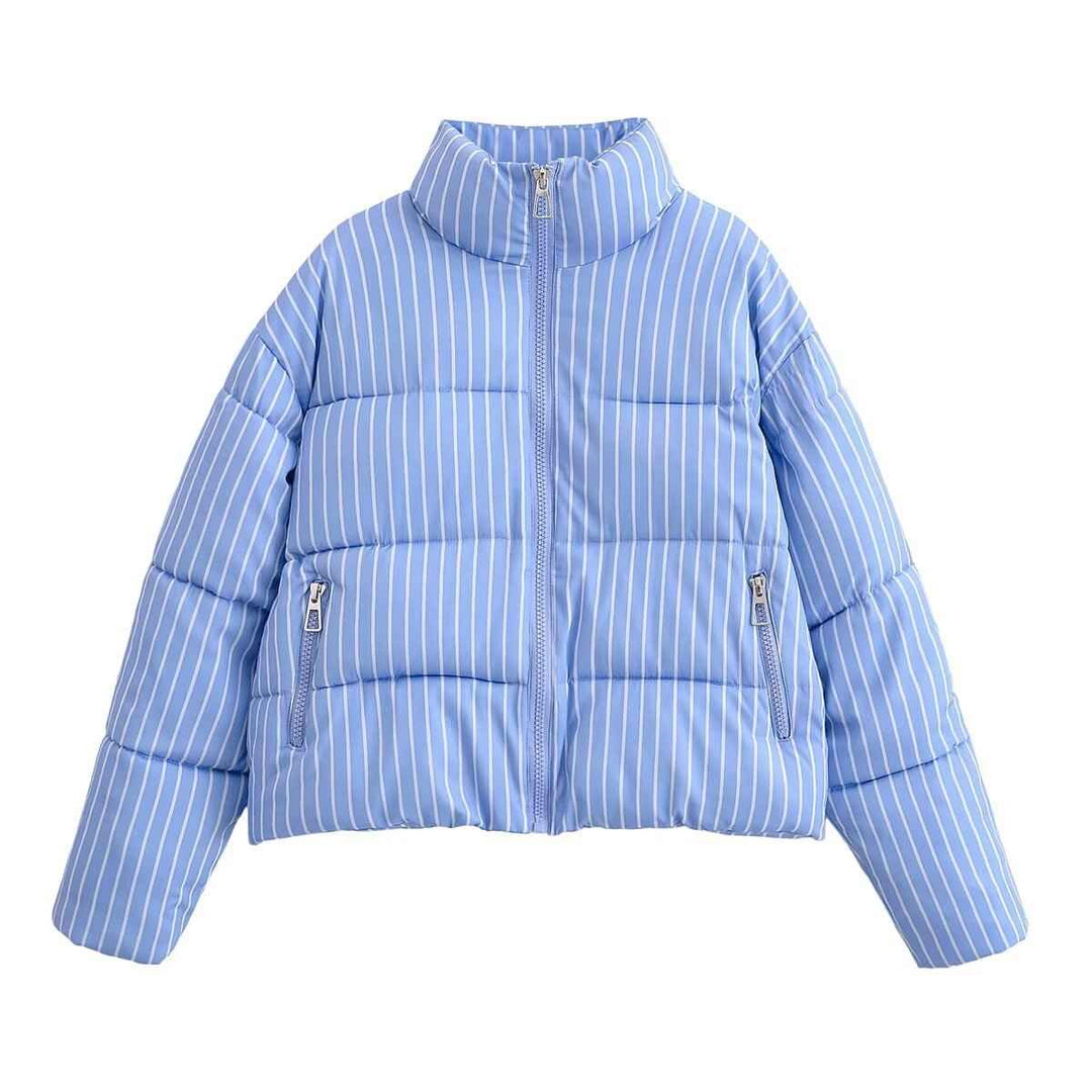 Charlène Camus | Pinstripe Cropped Puffer Jacket