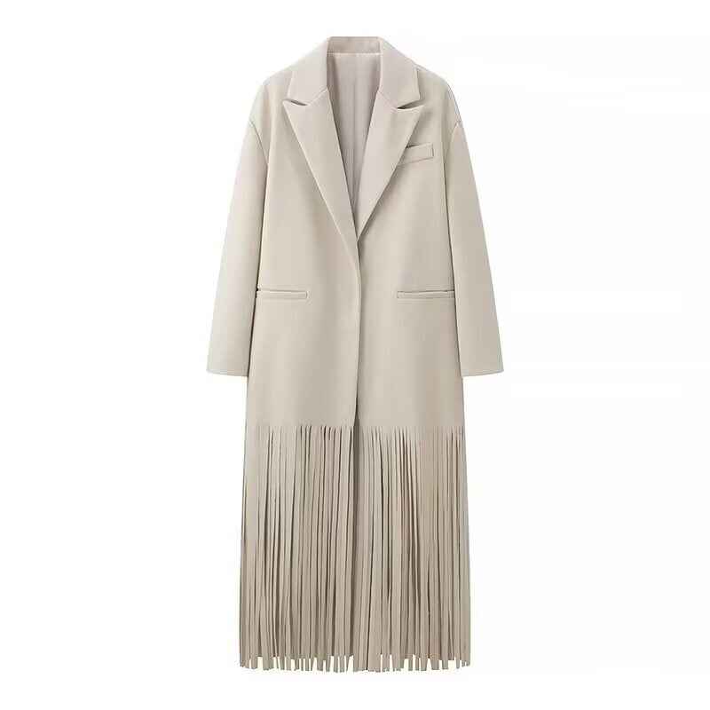 Éléa Chabert  | Longline Fringe Blazer Coat