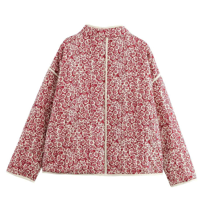 Pélagie Collet | Red Floral Quilted Zip-Up Jacket