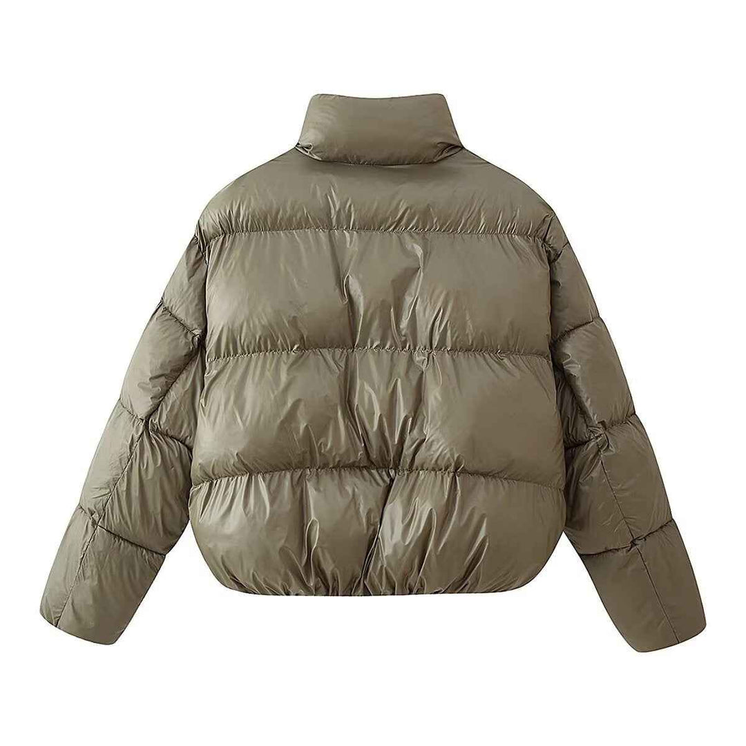 Éléa Merville | High Collar Quilted Cropped Puffer Jacket