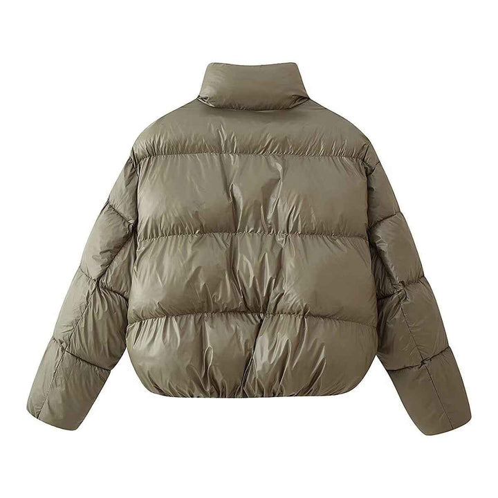 Éléa Merville | High Collar Quilted Cropped Puffer Jacket