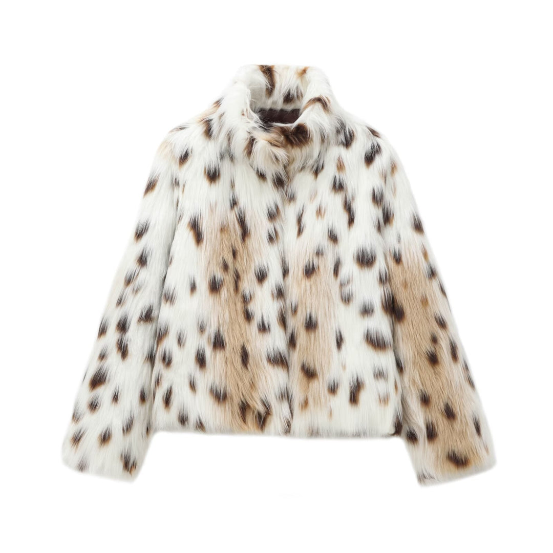 Clélie Aubanel  | Animal Print Faux Fur Cropped Jacket