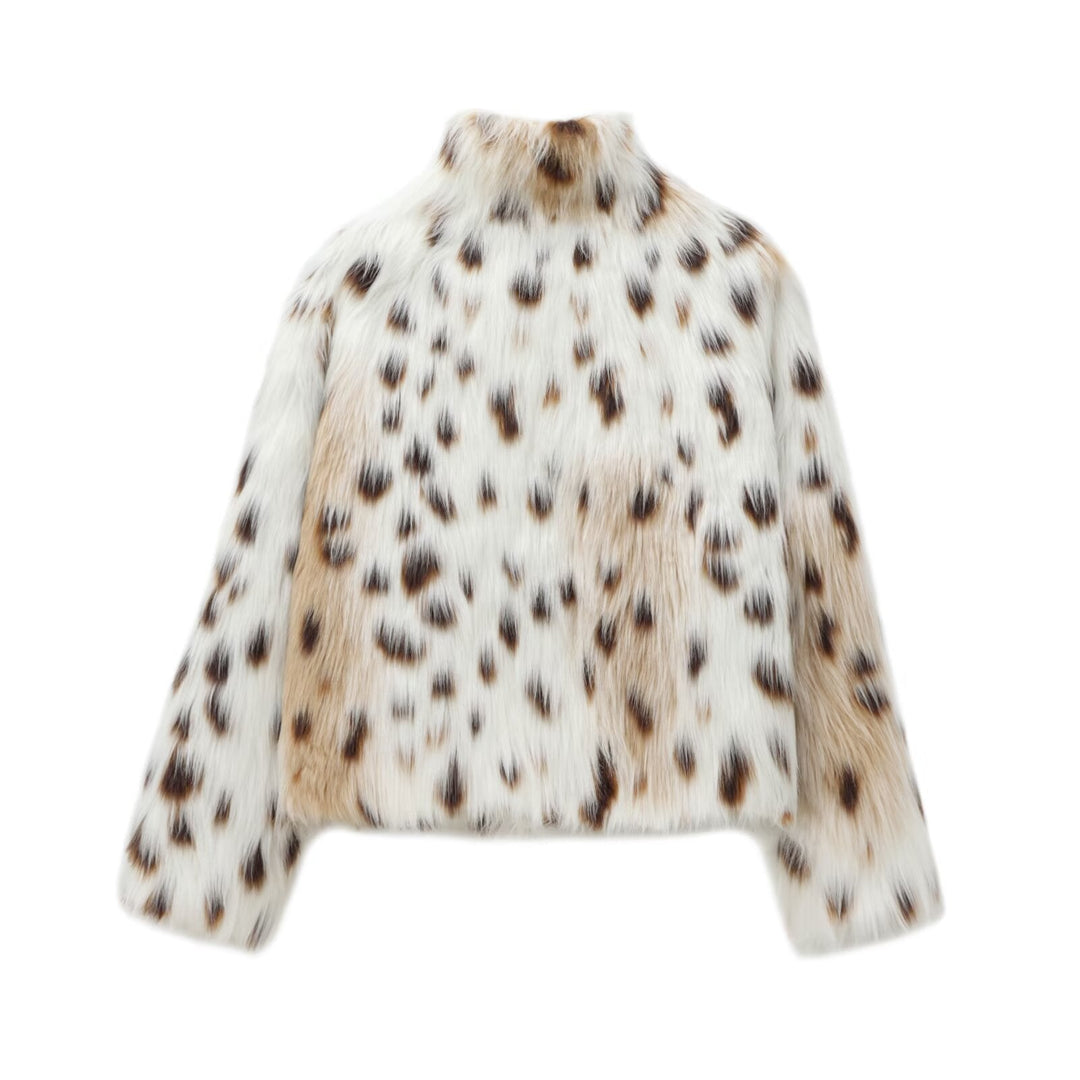 Clélie Aubanel  | Animal Print Faux Fur Cropped Jacket