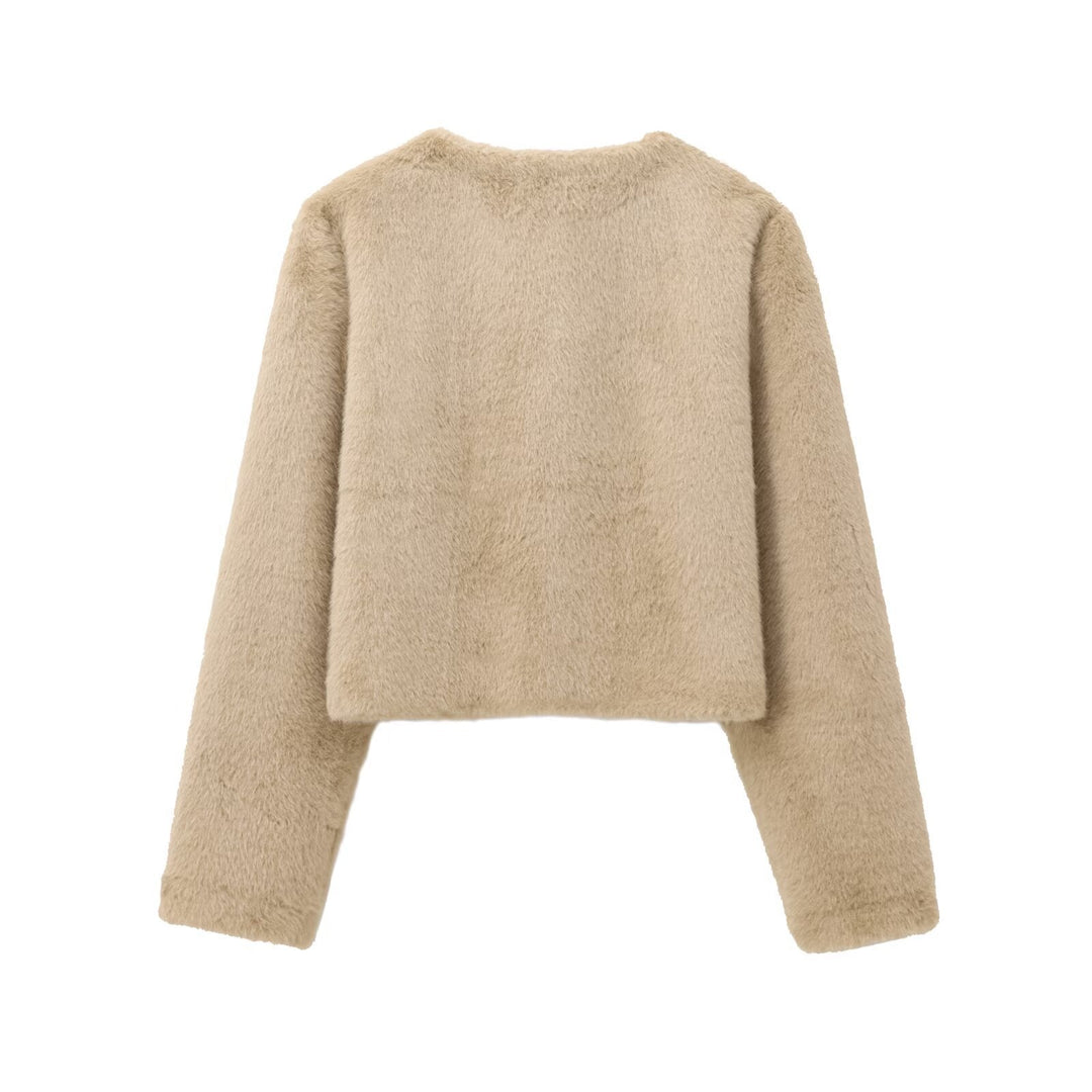 Éléonore Charvet  | Cropped Faux Fur Button-Down Jacket
