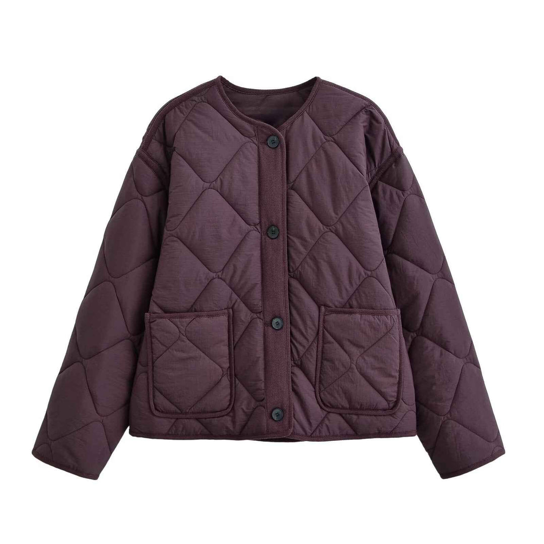 Oriane Pichon | Collarless Diamond Quilted Jacket