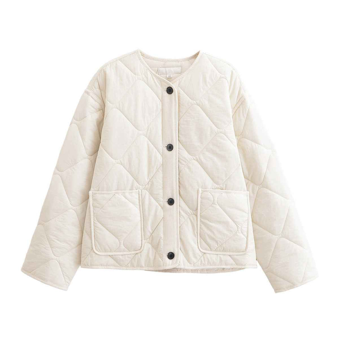 Oriane Pichon | Collarless Diamond Quilted Jacket