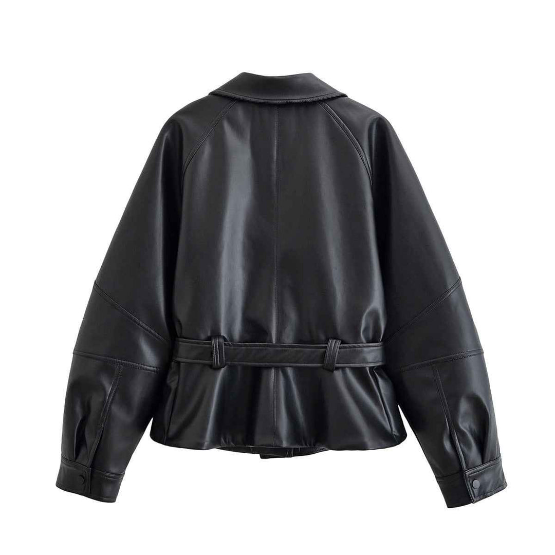 Avril Boulanger | Cropped Faux Leather Trench Coat