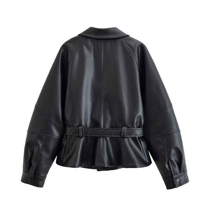 Avril Boulanger | Cropped Faux Leather Trench Coat