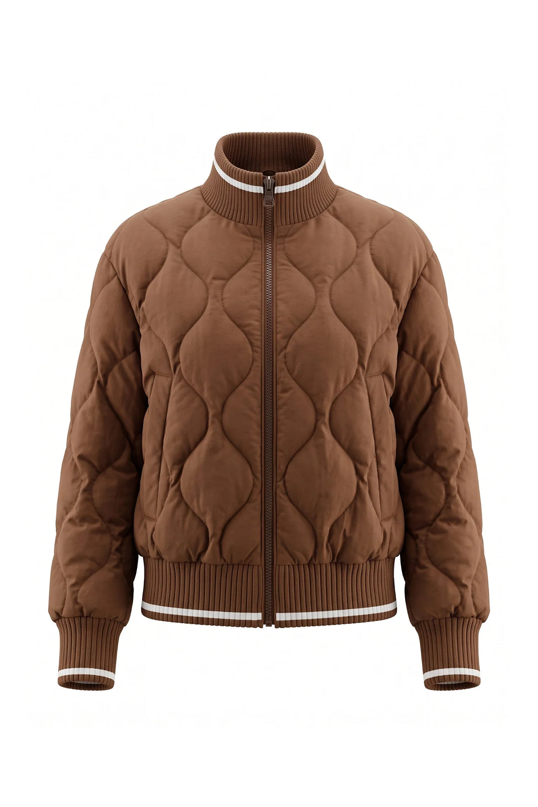Raphaëlle Montciel | Women’s Winter Warm Quilted Bomber Jacket with Ribbed Stand Collar