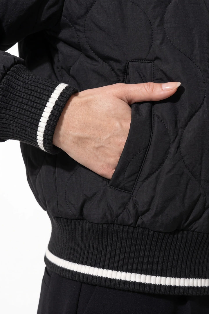 Raphaëlle Montciel | Women’s Winter Warm Quilted Bomber Jacket with Ribbed Stand Collar
