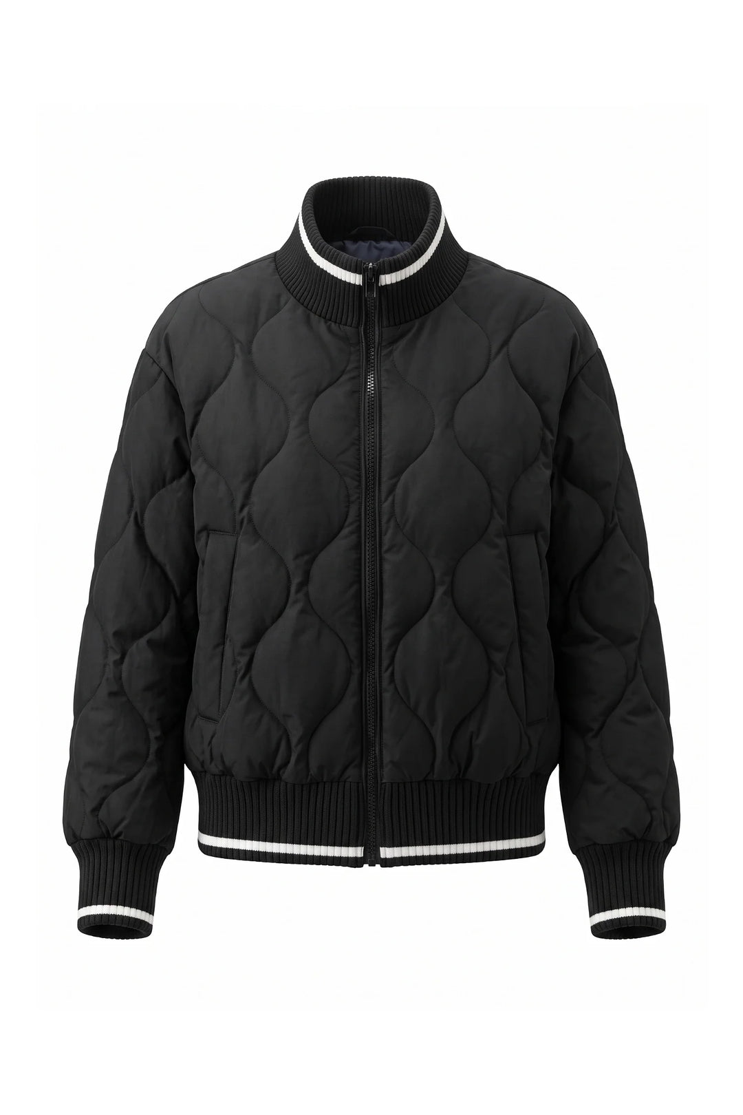 Raphaëlle Montciel | Women’s Winter Warm Quilted Bomber Jacket with Ribbed Stand Collar
