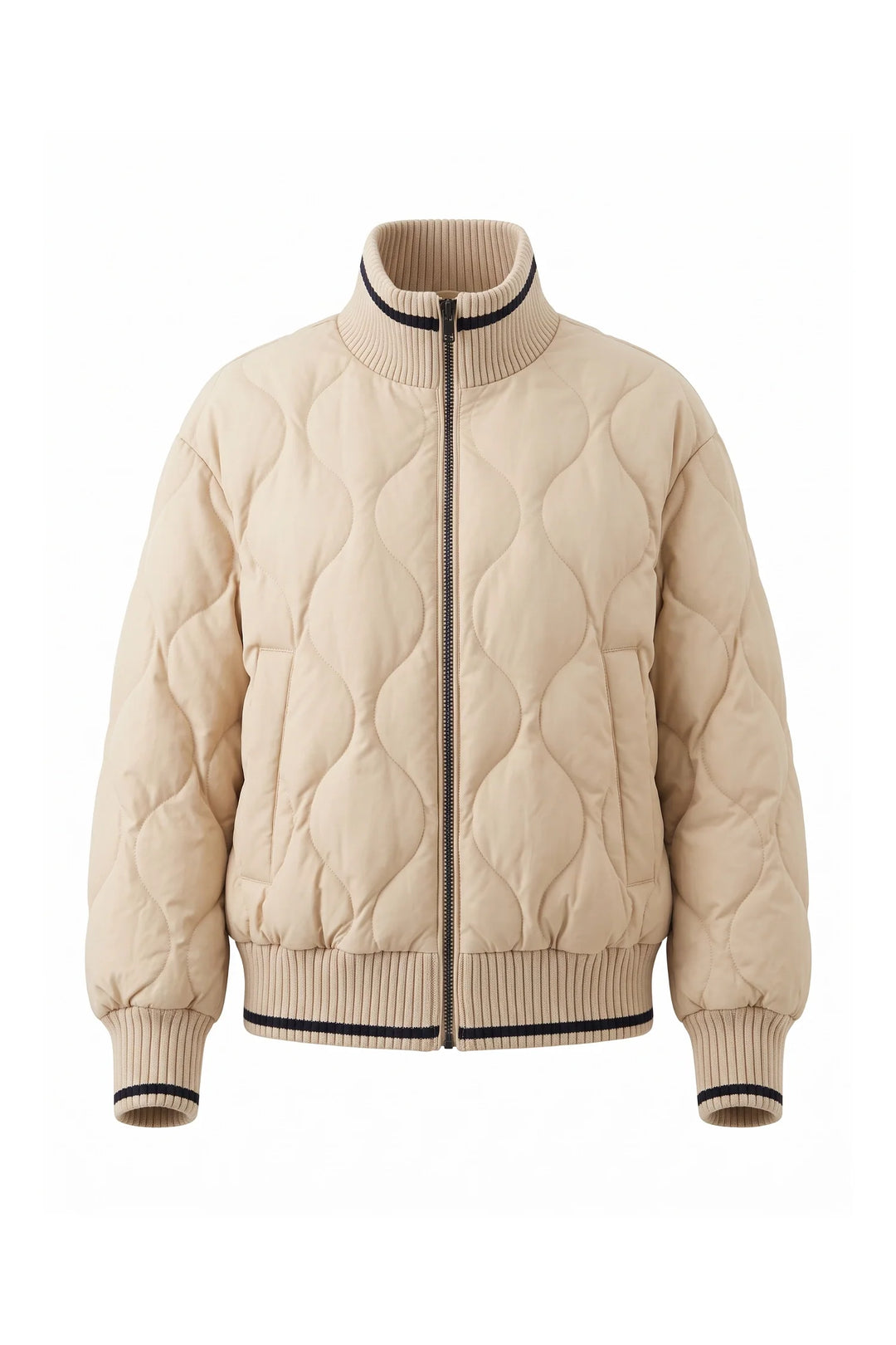 Raphaëlle Montciel | Women’s Winter Warm Quilted Bomber Jacket with Ribbed Stand Collar