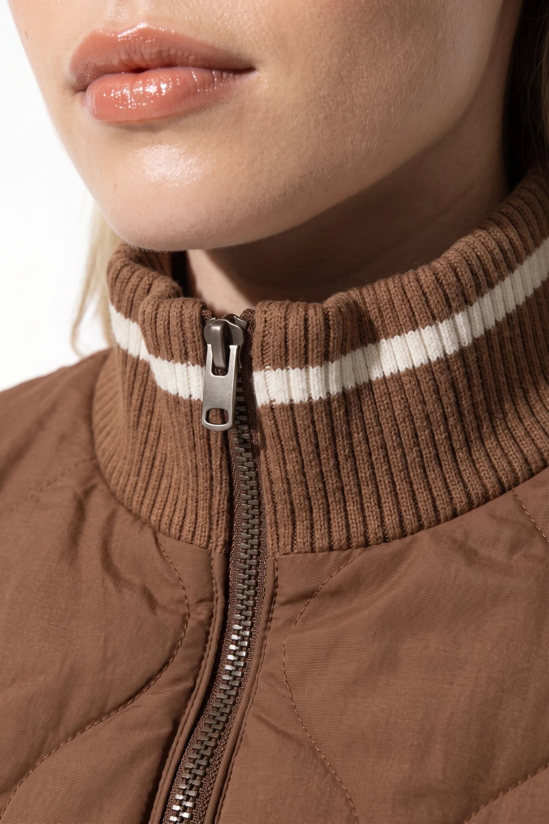 Raphaëlle Montciel | Women’s Winter Warm Quilted Bomber Jacket with Ribbed Stand Collar