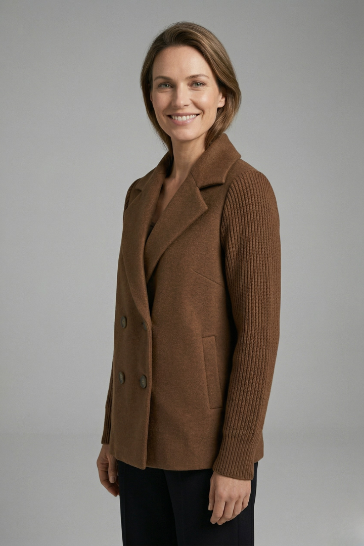 Brune Delattre | Double-Breasted Wool Blend Blazer For Women