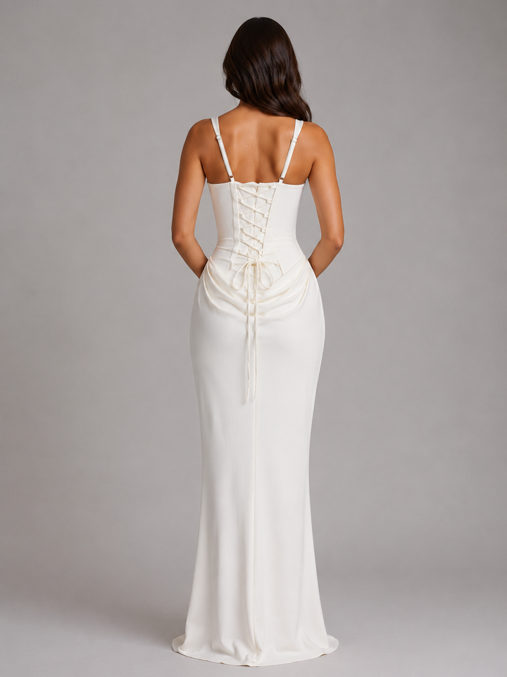 Héloïse Masson | Women’s Bodycon Draped Corset Maxi Dress – Sculpted Silhouette