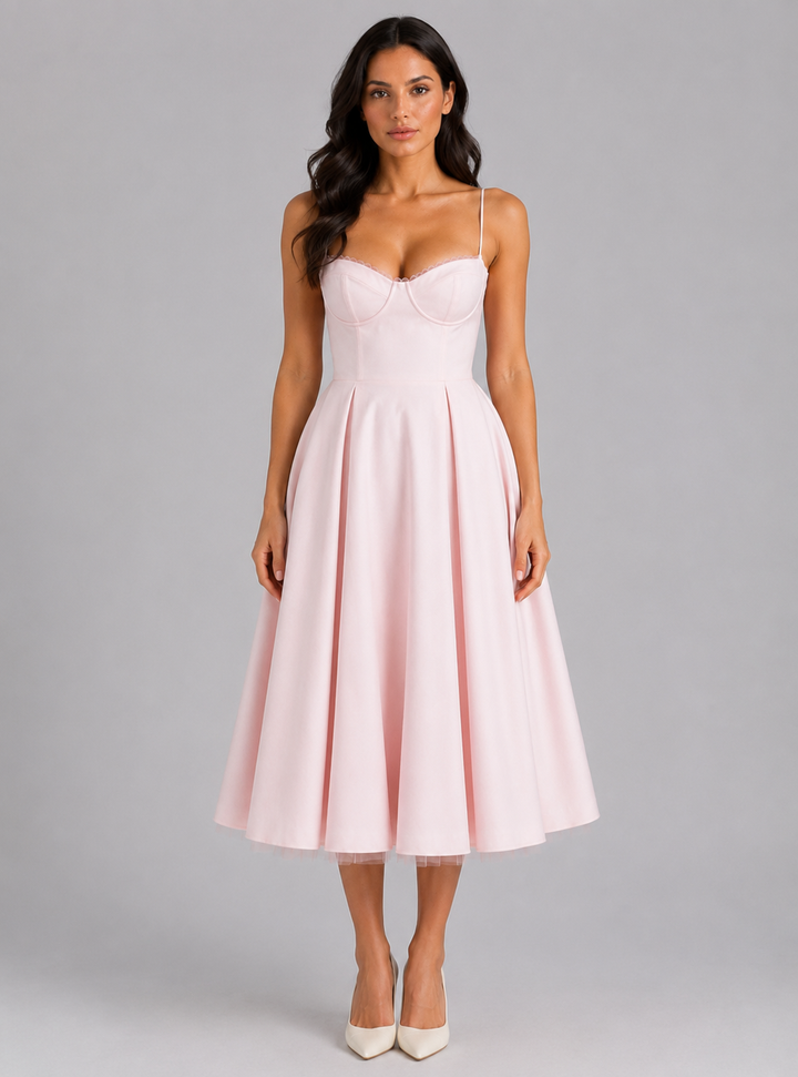Sidonie Vasseur | Women’s Corset Midi Dress with Full Skirt – Elegant Occasion Style