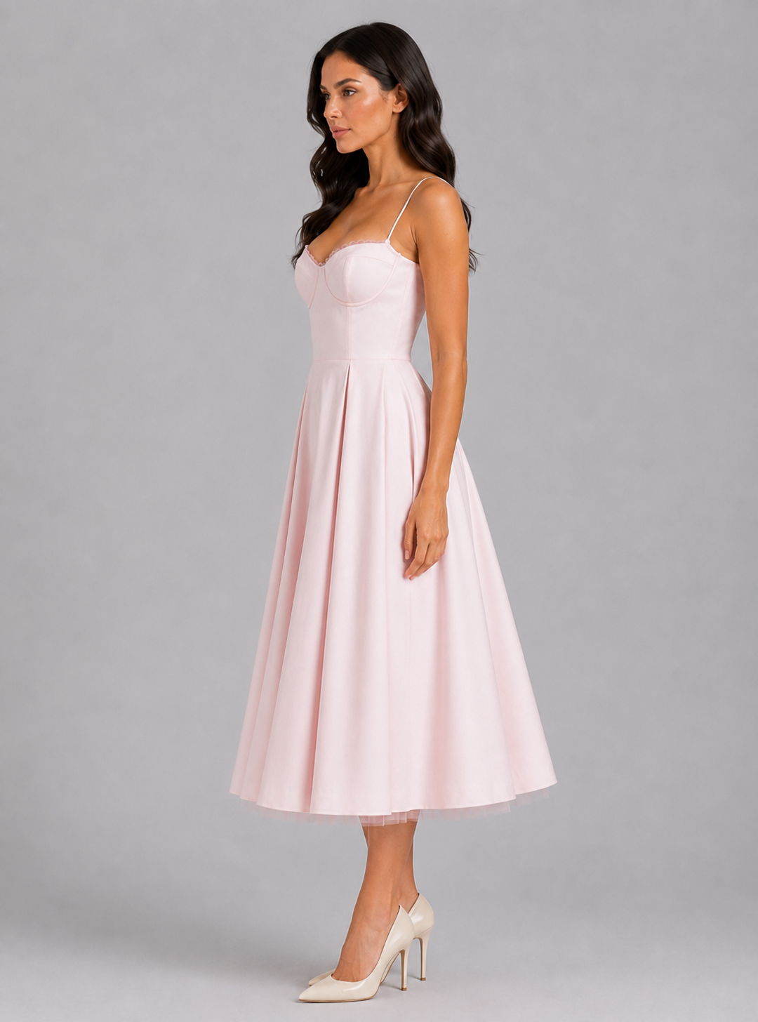 Sidonie Vasseur | Women’s Corset Midi Dress with Full Skirt – Elegant Occasion Style