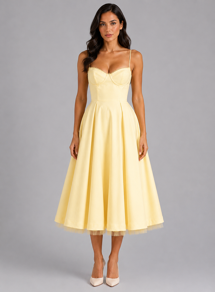 Sidonie Vasseur | Women’s Corset Midi Dress with Full Skirt – Elegant Occasion Style