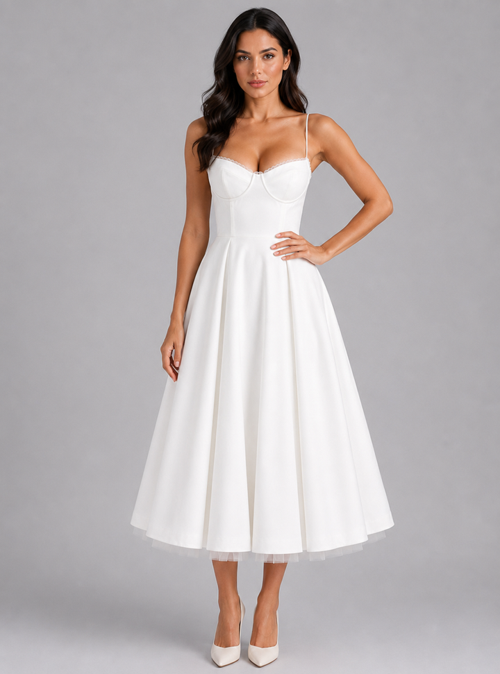 Sidonie Vasseur | Women’s Corset Midi Dress with Full Skirt – Elegant Occasion Style