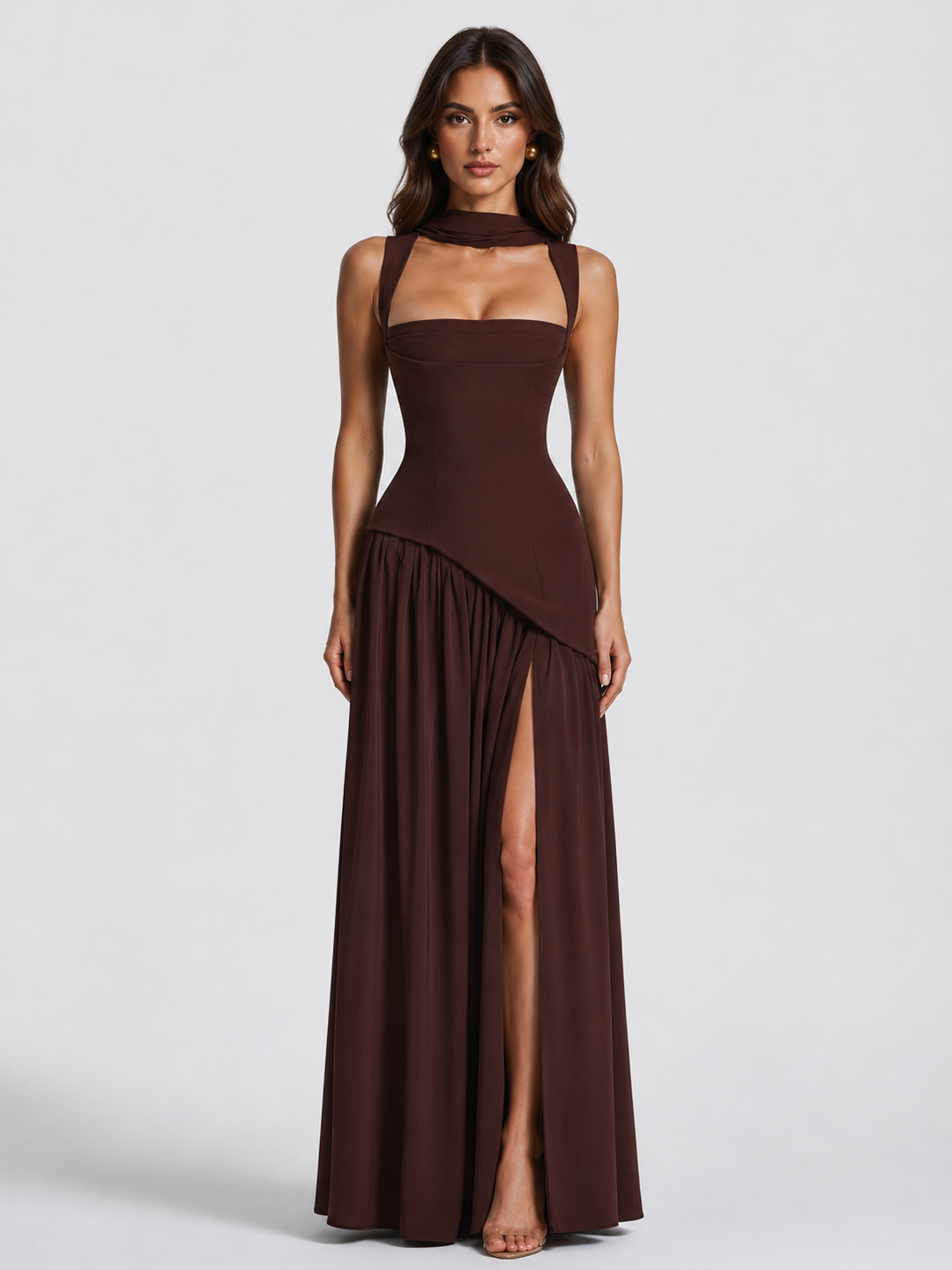 Maëlle Brun | Women’s Draped Satin Feel Maxi Dress