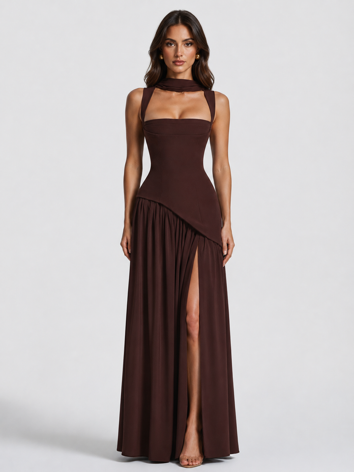 Maëlle Brun | Women’s Draped Satin Feel Maxi Dress