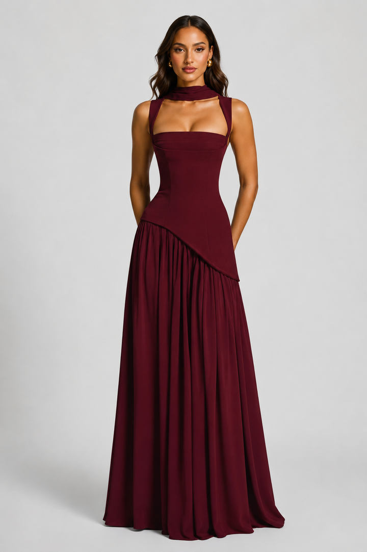 Maëlle Brun | Women’s Draped Satin Feel Maxi Dress