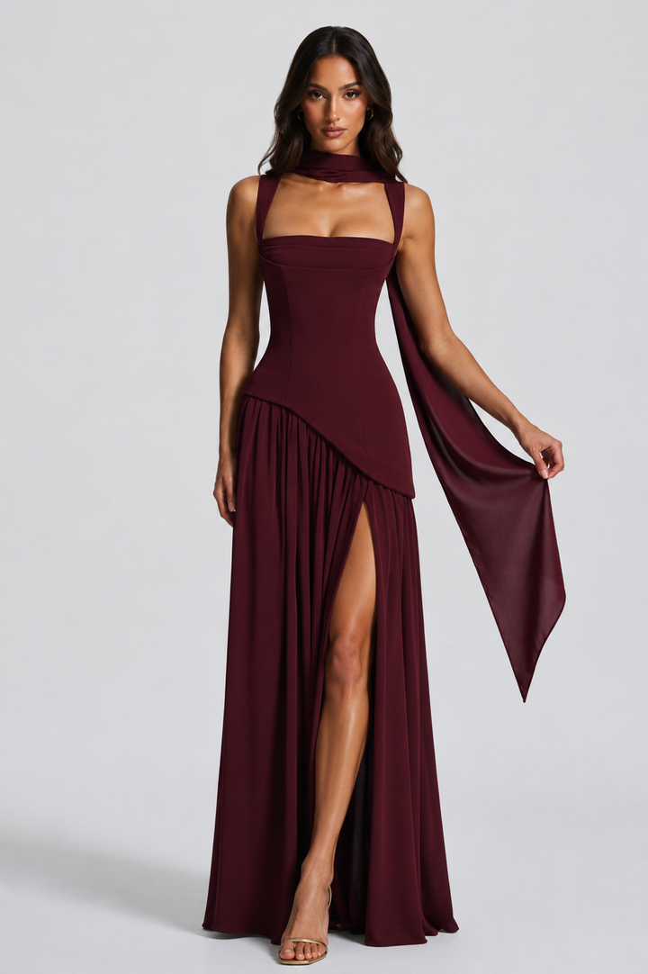 Maëlle Brun | Women’s Draped Satin Feel Maxi Dress
