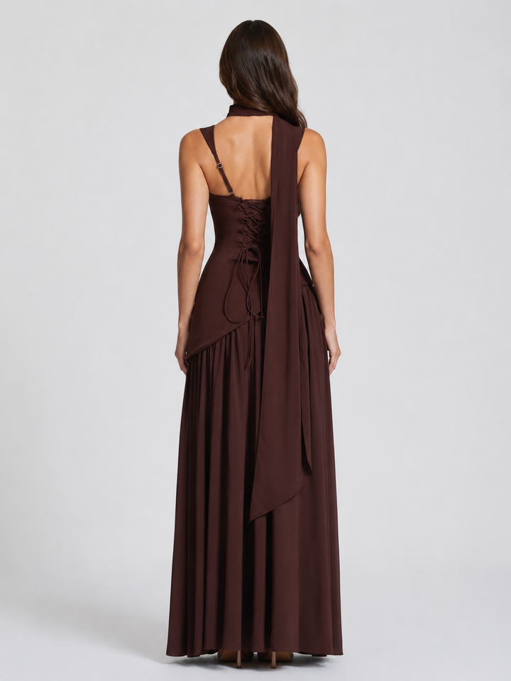 Maëlle Brun | Women’s Draped Satin Feel Maxi Dress