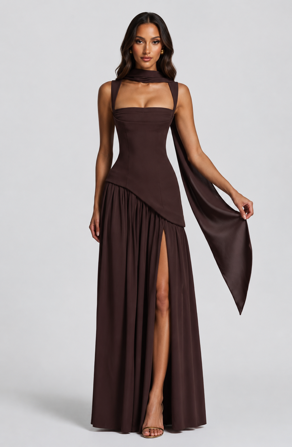 Maëlle Brun | Women’s Draped Satin Feel Maxi Dress