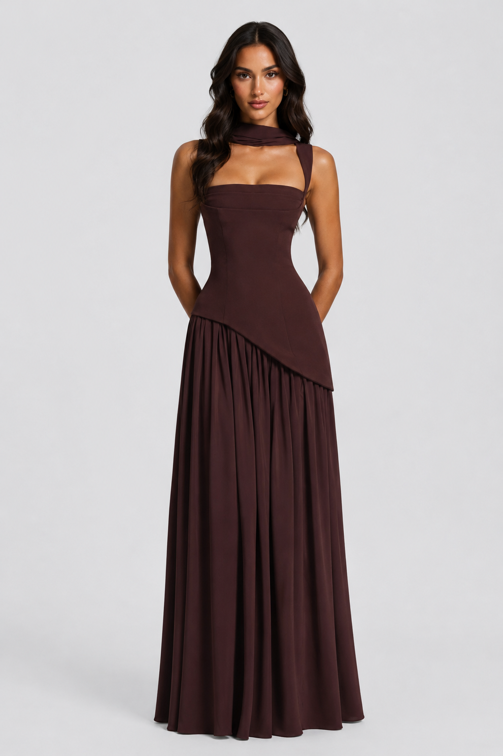 Maëlle Brun | Women’s Draped Satin Feel Maxi Dress
