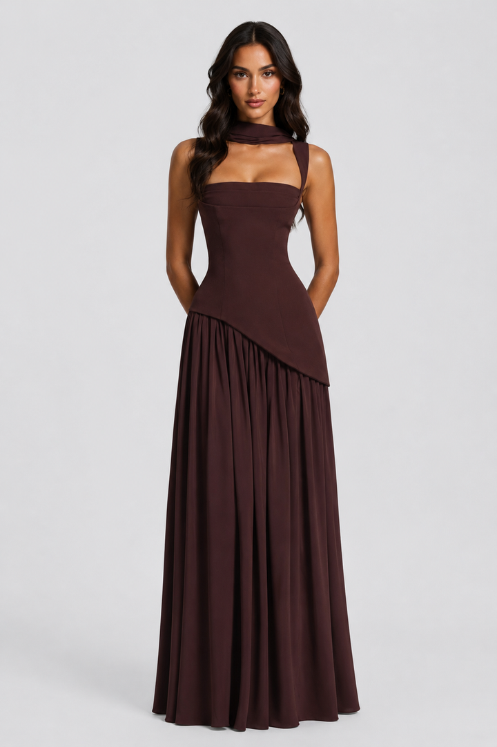 Maëlle Brun | Women’s Draped Satin Feel Maxi Dress