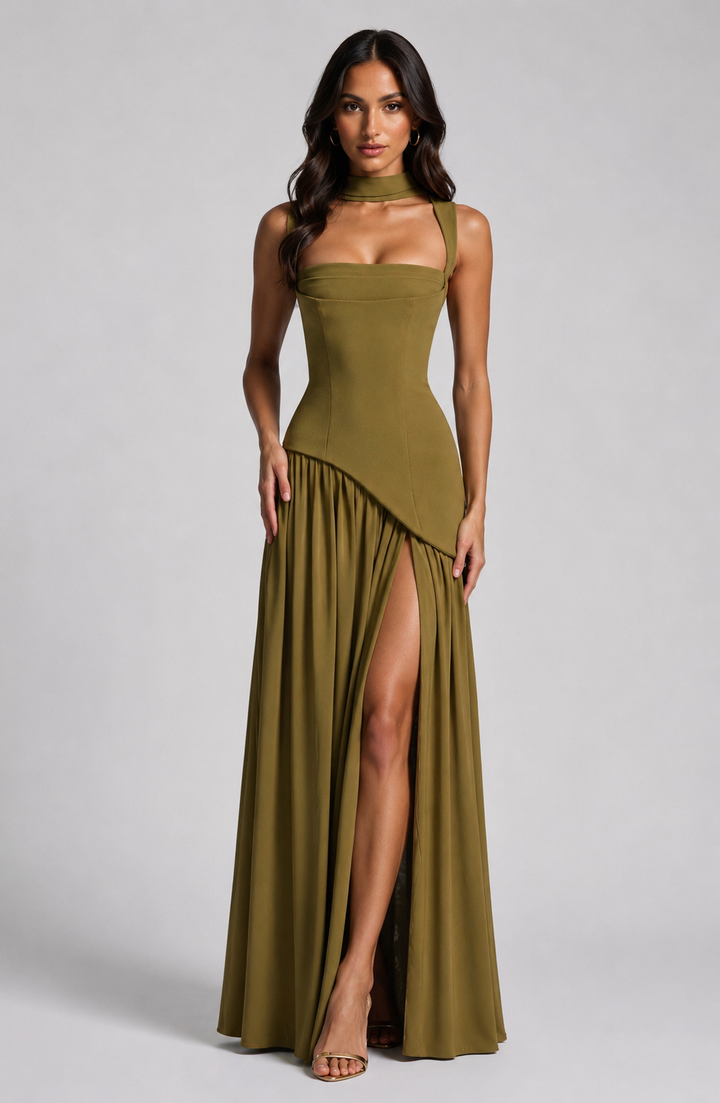 Maëlle Brun | Women’s Draped Satin Feel Maxi Dress