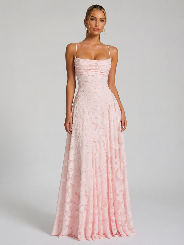 Céline Caron | Women’s Floral Maxi Dress – Sculpted Silhouette
