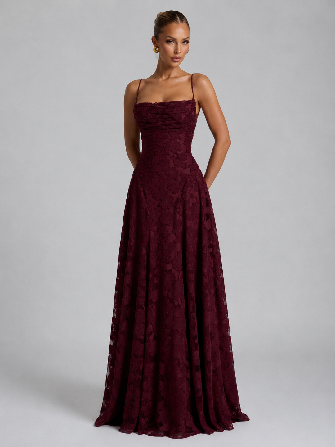 Céline Caron | Women’s Floral Maxi Dress – Sculpted Silhouette