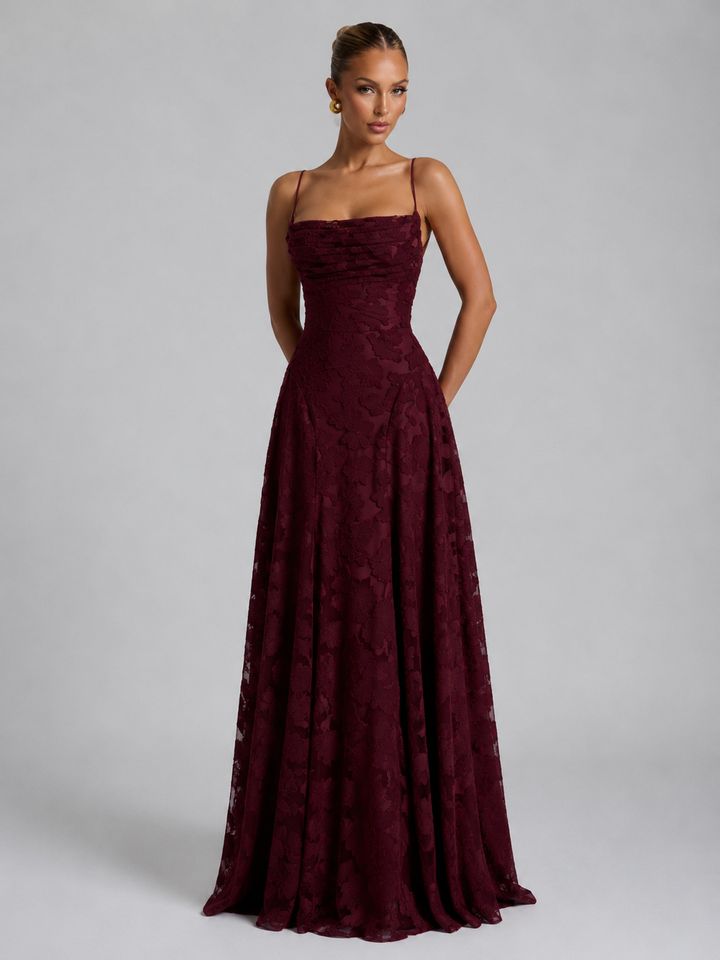 Céline Caron | Women’s Floral Maxi Dress – Sculpted Silhouette
