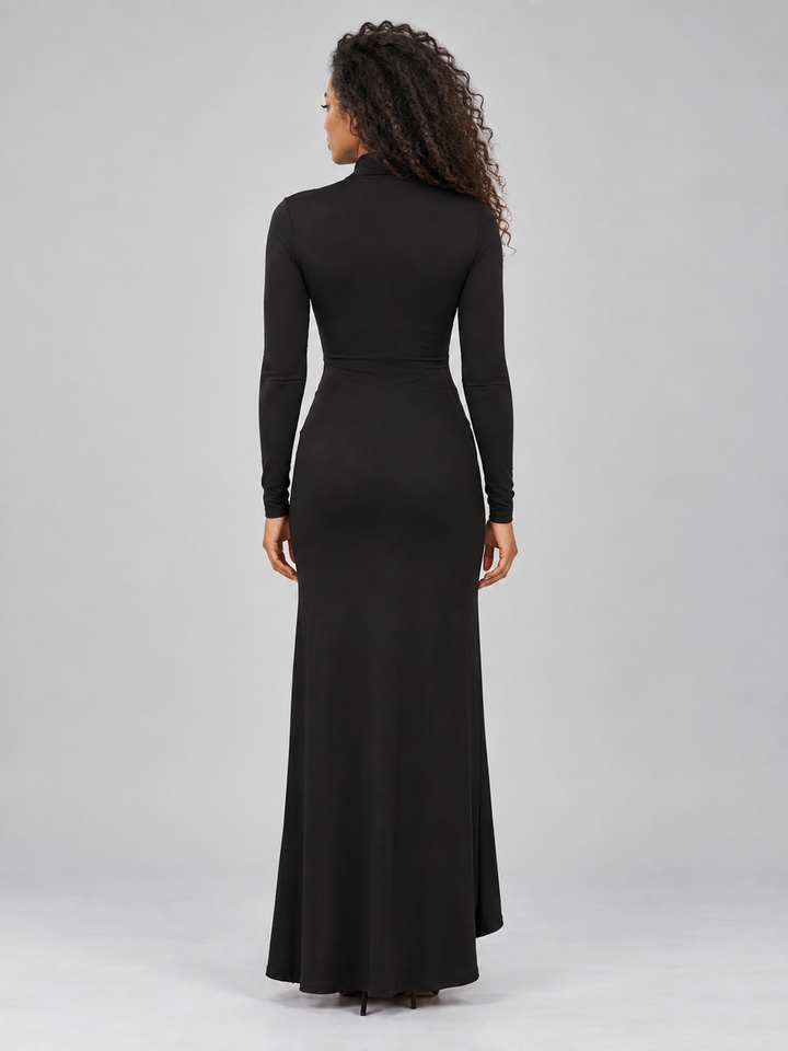 Aurore Dumas | Women’s High Neck Ruched Maxi Dress