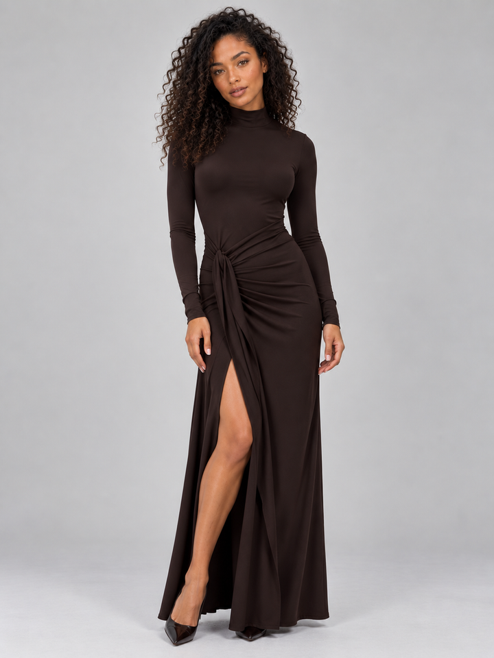 Aurore Dumas | Women’s High Neck Ruched Maxi Dress