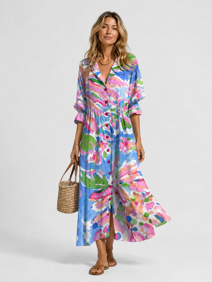 Yvette Beaumont | Women’s Printed Shirt Dress – Relaxed Flattering Fit