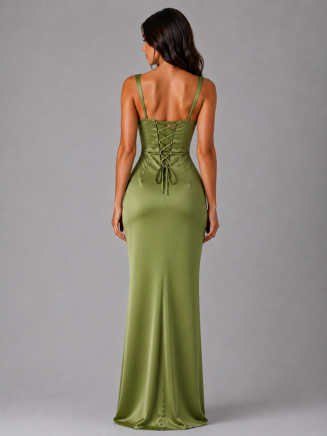Ophélie Courtois | Women’s Satin Feel Ruched Waist Maxi Dress