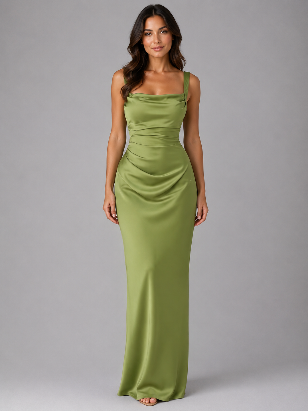 Ophélie Courtois | Women’s Satin Feel Ruched Waist Maxi Dress